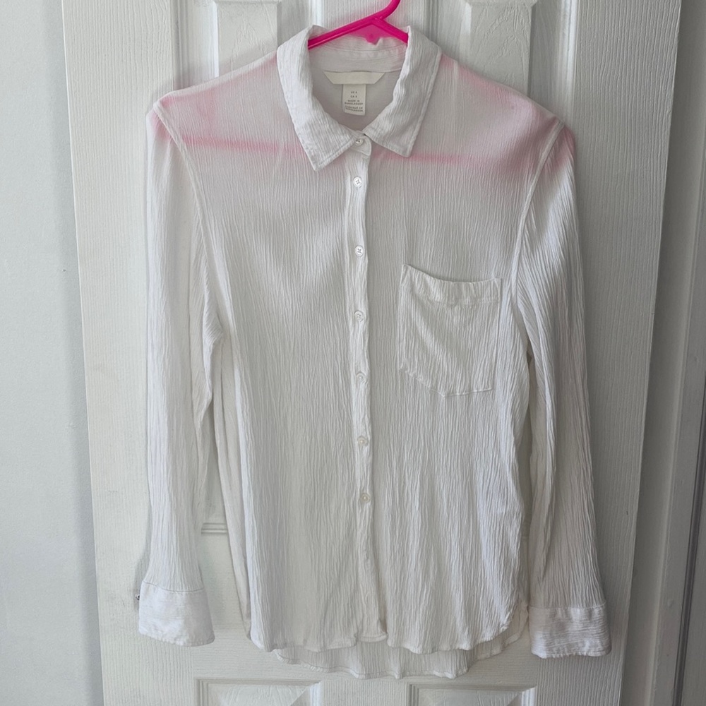 H&M women’s white button up shirt sz 4